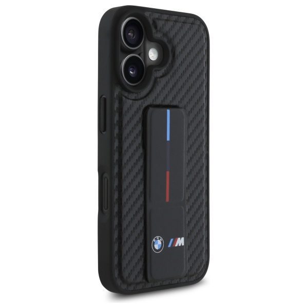 BMW case for iPhone 16 6,1" BMHCP16SGSPCCK Hardcase M Grip Stand Smooth and Carbon black