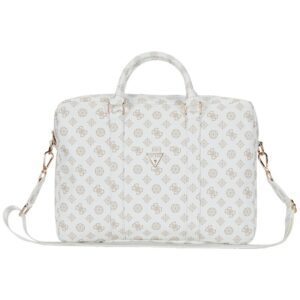 Guess Computer Bag Peony Front Pocket & Zipper Triangle Logo for 16" Laptop White