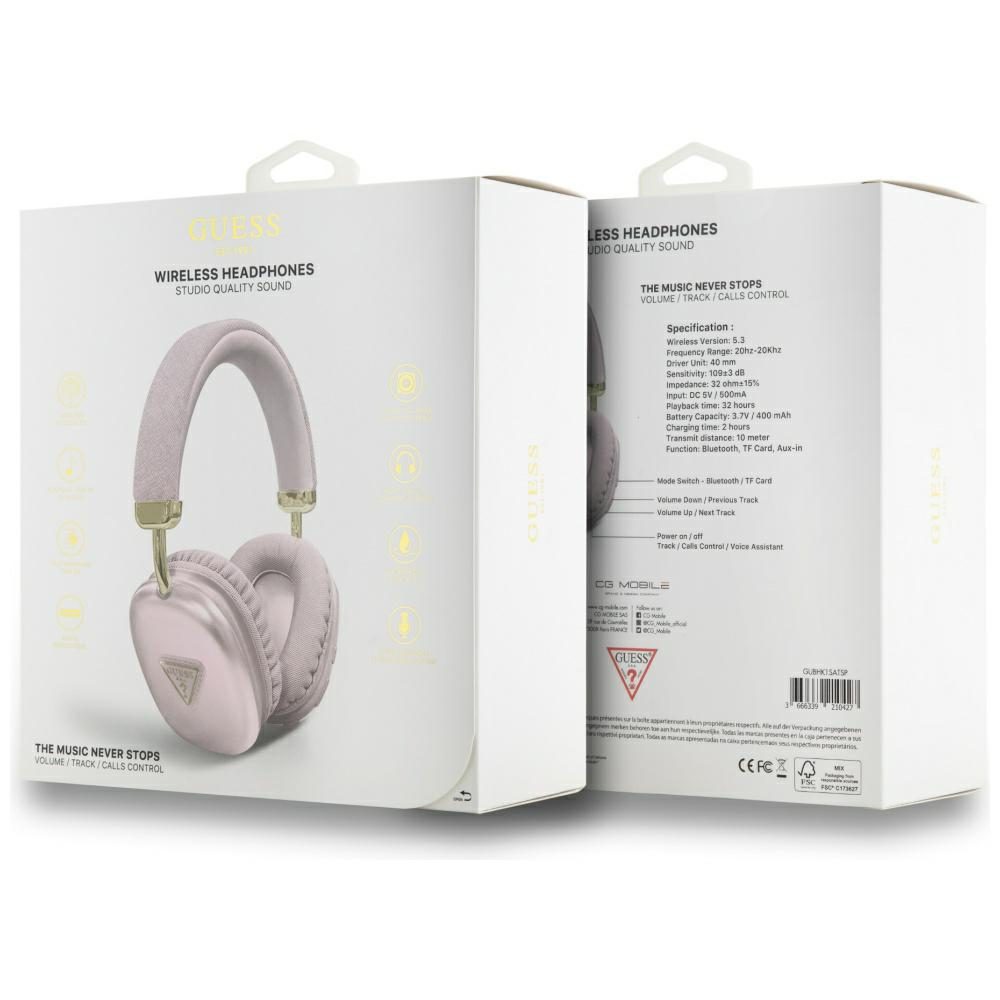 461579_oryg Guess wireless headphones BT METALLIC TRIANGLE LOGO pink