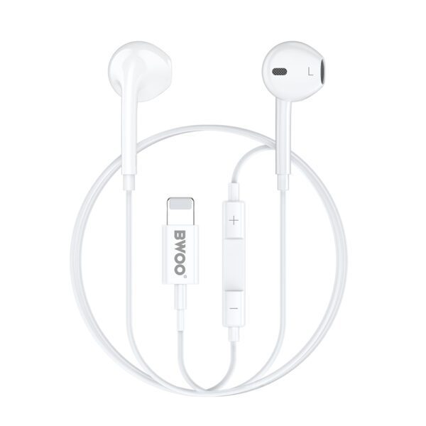 BWOO Wired Headphone Lightning With Volume Control HF179 white