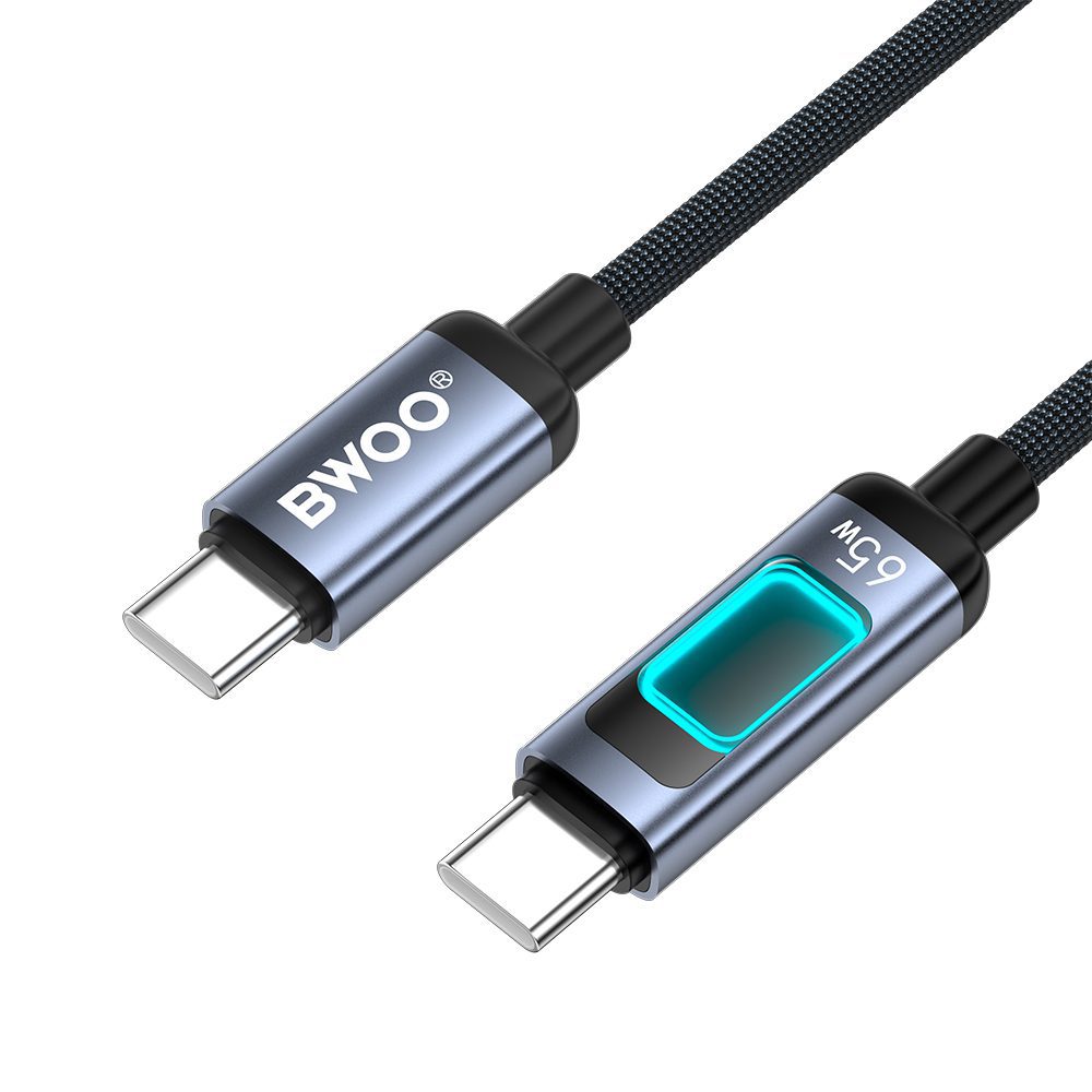 BWOO X324CC braided fast charging cable with light display PD 60W USB-C - USB-C