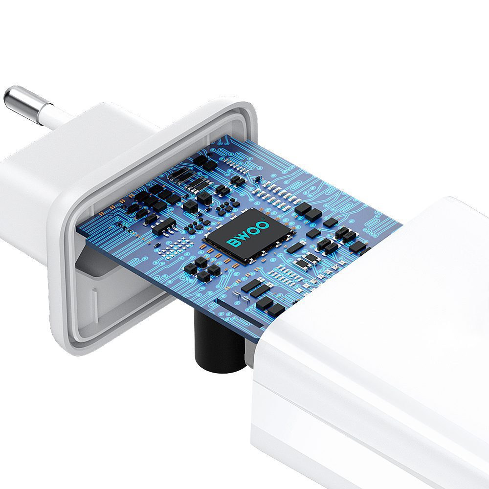 BWOO wall charger CDA182 QC 38W 1x USB-A + 1x USB-C with USB-C cable 1 m black