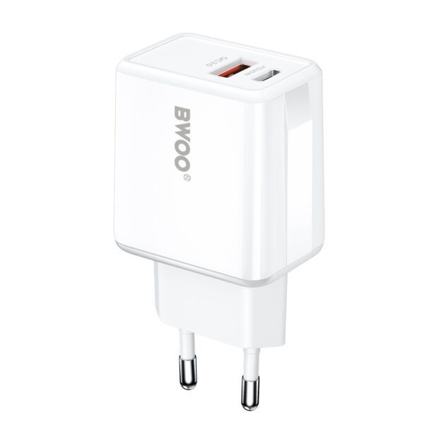 BWOO wall charger CDA182 QC 38W 1x USB-A + 1x USB-C with USB-C C-Lightning cable 1 m black