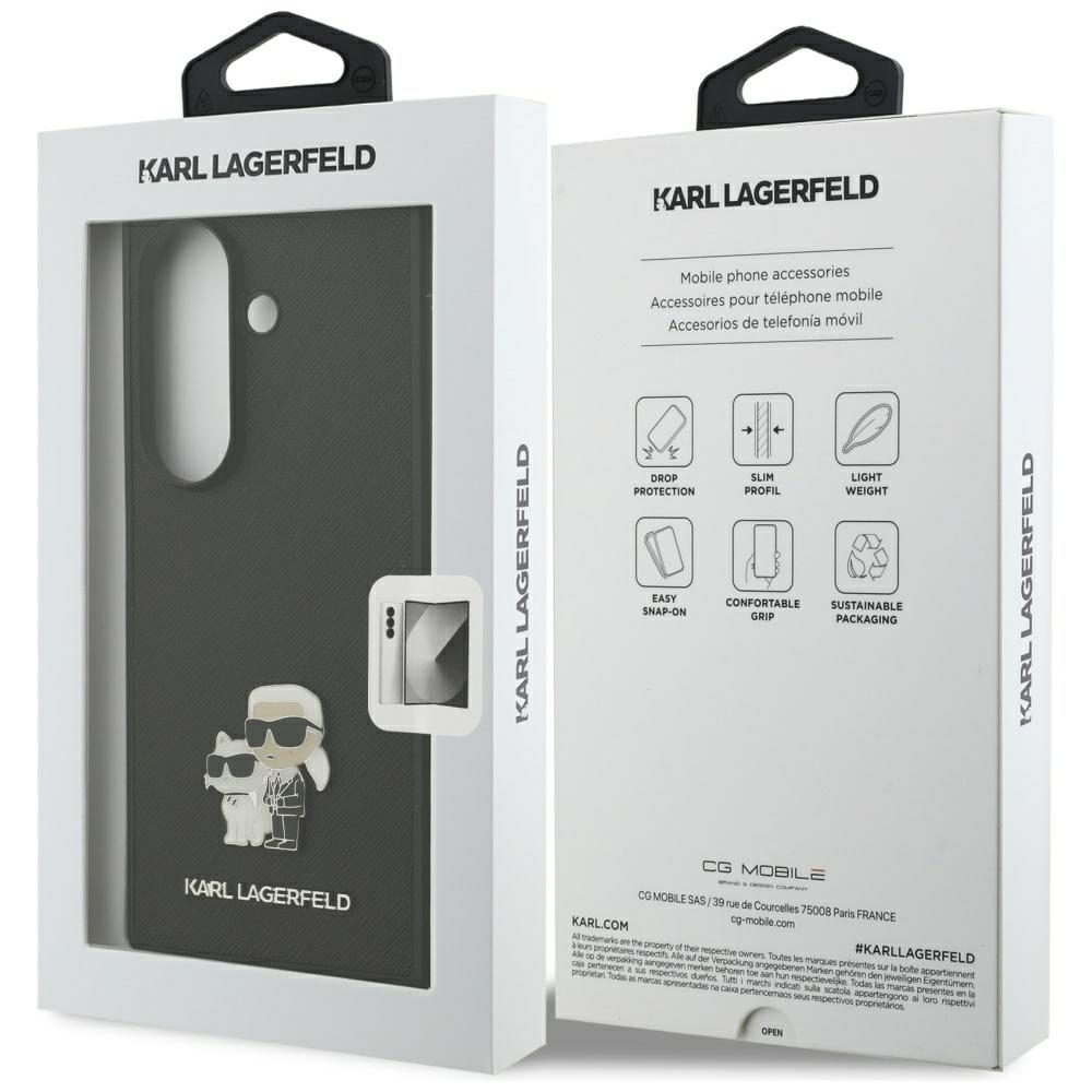 Karl Lagerfeld Saffiano Karl&Choupette Pin case for Samsung Galaxy Z Fold7 black