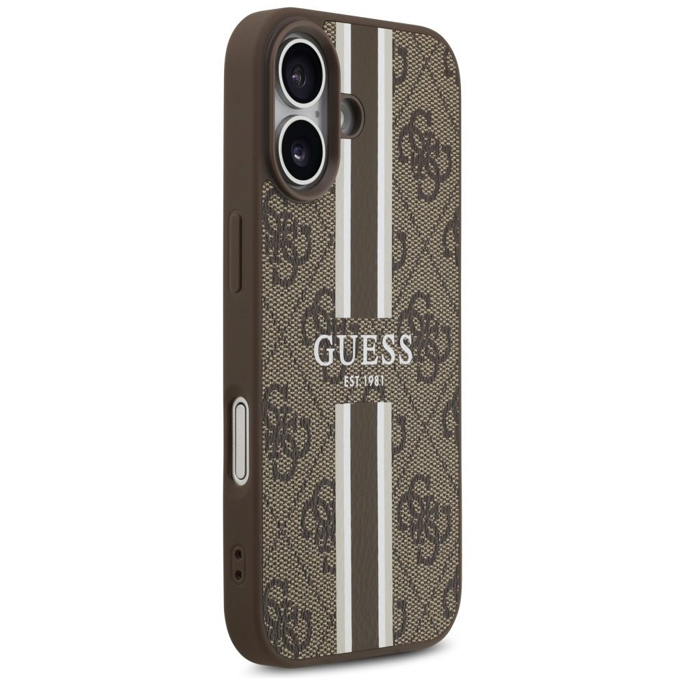Guess 4G Printed Stripes MagSafe case for iPhone 17 brown