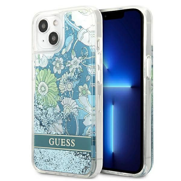 Guess Case Magsafe IML Case Glitter Flowers And Triangle With Metal Camera Frame And Buttons For iPhone 17 Pro White