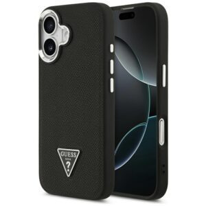 Guess Grained Triangle Logo MagSafe case for iPhone 17 black