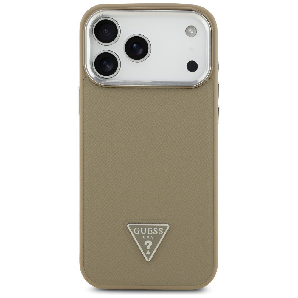 Guess Grained Triangle Logo MagSafe case for iPhone 17 Pro Max brown