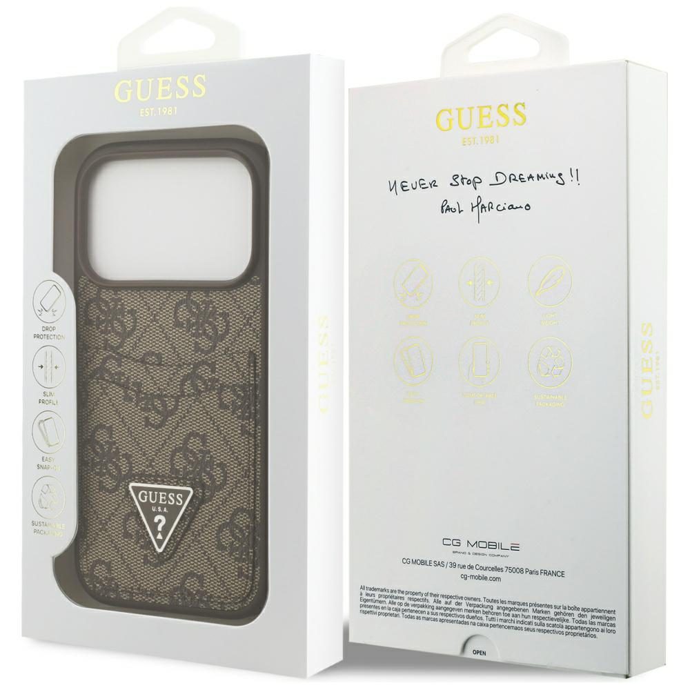 Guess 4G Double Card Triangle case for iPhone 17 Pro brown