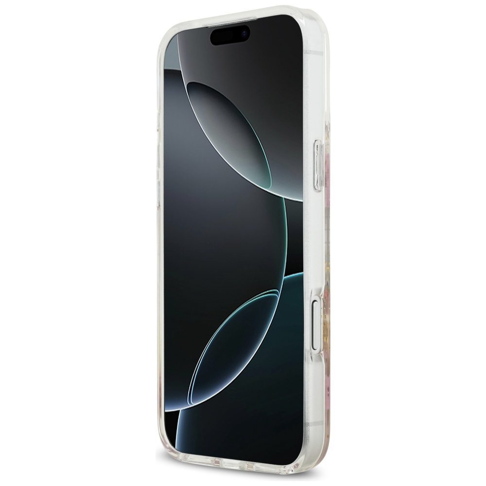 Guess Resin Flowers Glitter MagSafe case for iPhone 17 Pro Max pink