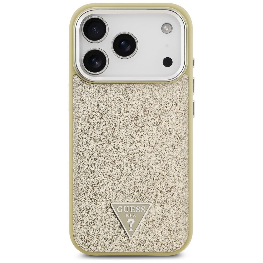 474397_oryg Guess Glitter Triangle Logo MagSafe case for iPhone 17 Pro gold