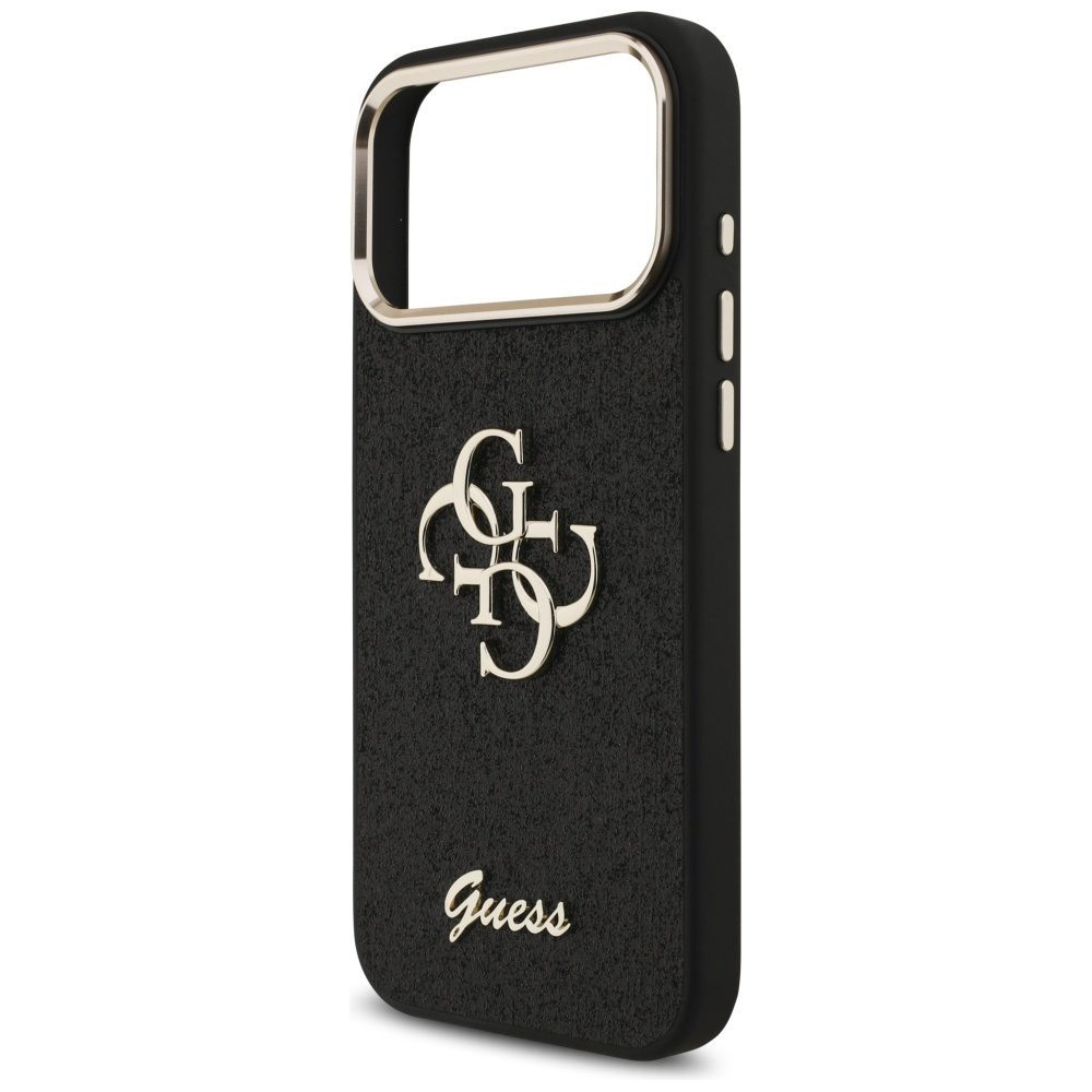 Guess Fixed Glitter Big 4G Metal Frame case for iPhone 17 Pro Max black