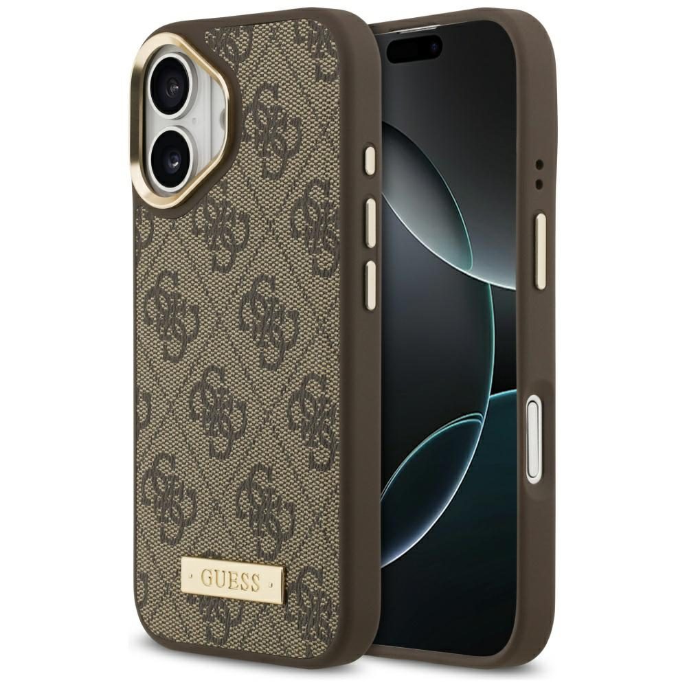 474491_oryg Guess 4G Logo Plate MagSafe case for iPhone 17 brown