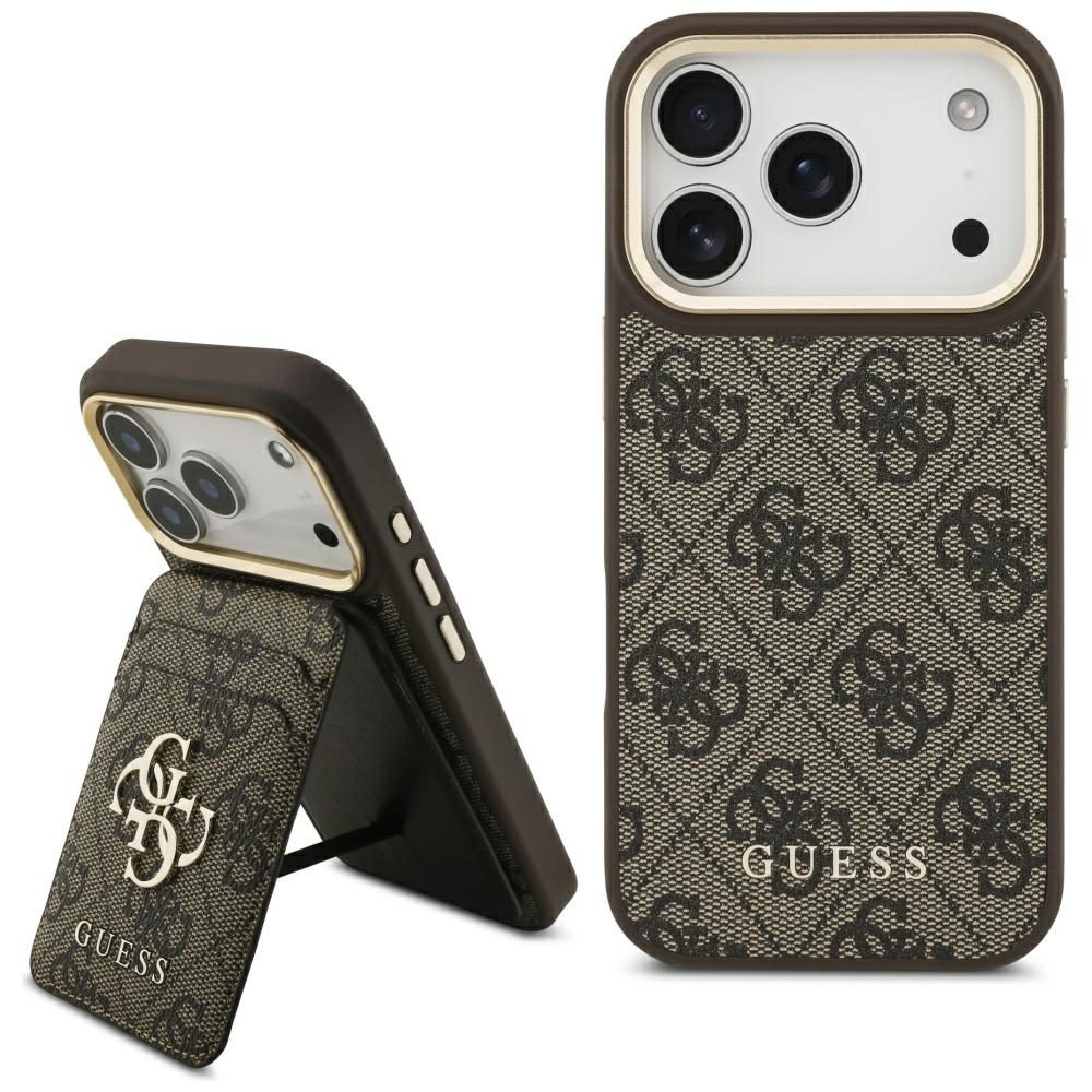 Guess 4G z portfelem Magsafe case for iPhone 17 Pro brown