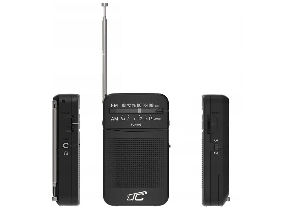 LTC portable pocket radio LEGA, AM/FM, mini jack, black