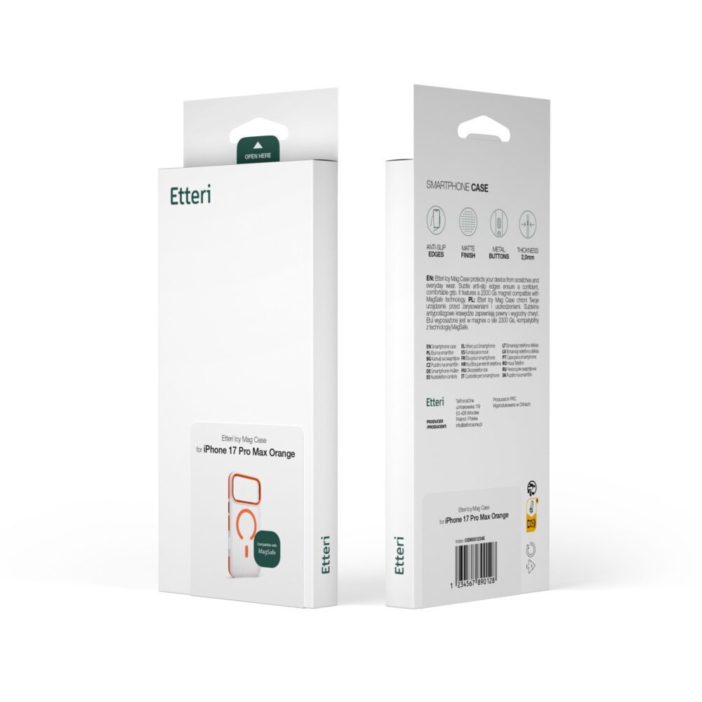 Etteri Icy Mag case for iPhone 17 Pro orange