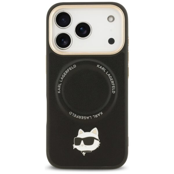 Karl Lagerfeld Big Strap Choupette Metal Logo MagSafe case for iPhone 17 Pro black