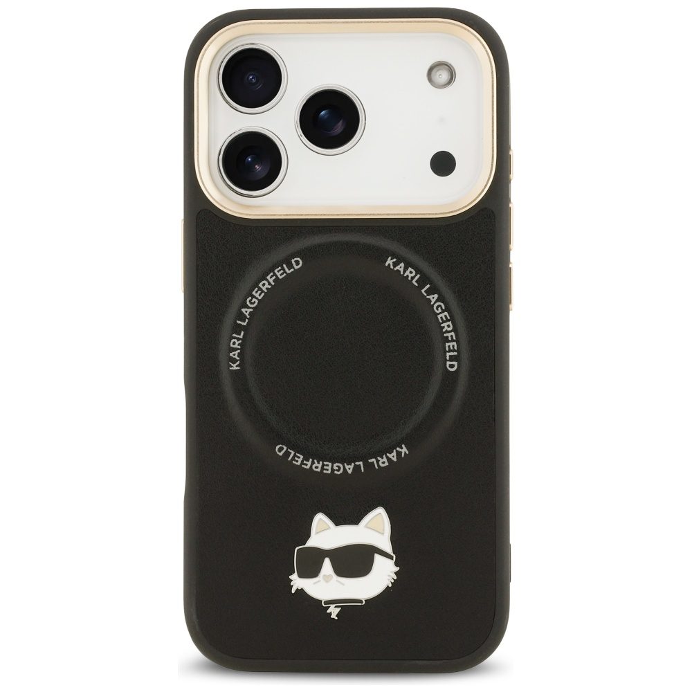Karl Lagerfeld Big Strap Choupette Metal Logo MagSafe case for iPhone 17 Pro black