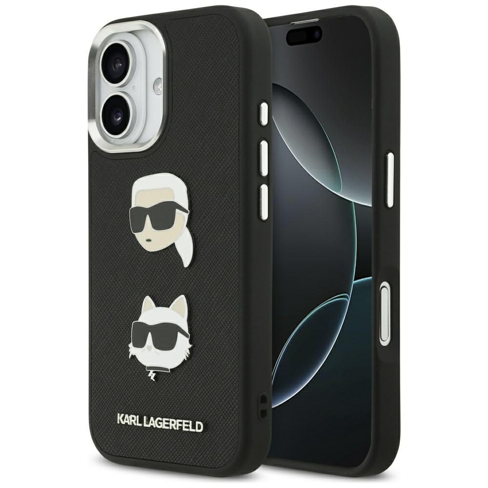 479339_oryg Karl Lagerfeld FW Grained Karl & Choupette Heads Pins & Logo case for iPhone 17 black