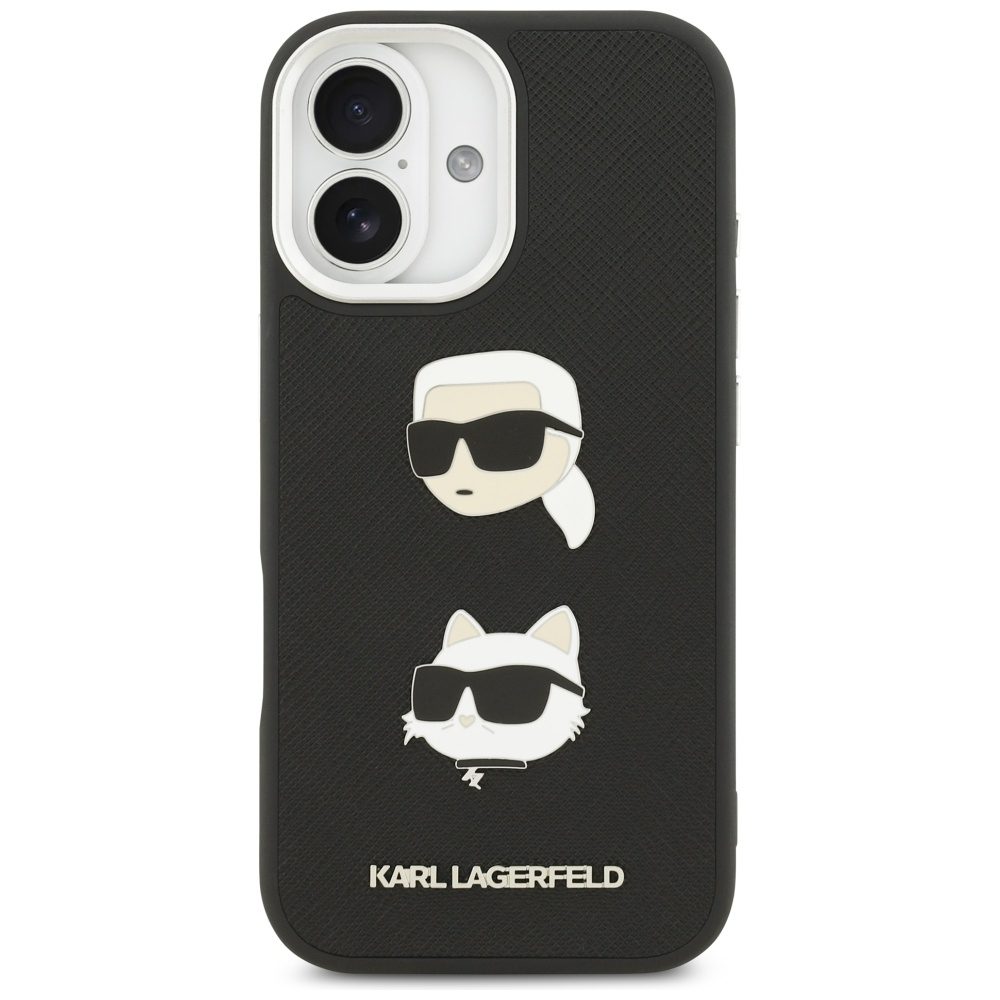 479341_oryg Karl Lagerfeld FW Grained Karl & Choupette Heads Pins & Logo case for iPhone 17 black