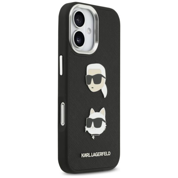 479342_oryg Karl Lagerfeld FW Grained Karl & Choupette Heads Pins & Logo case for iPhone 17 black