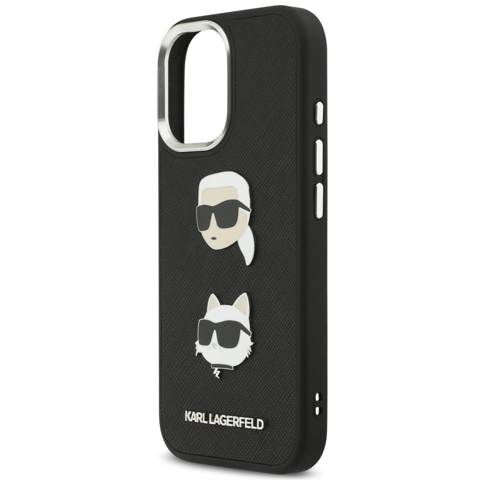 479344_oryg Karl Lagerfeld FW Grained Karl & Choupette Heads Pins & Logo case for iPhone 17 black