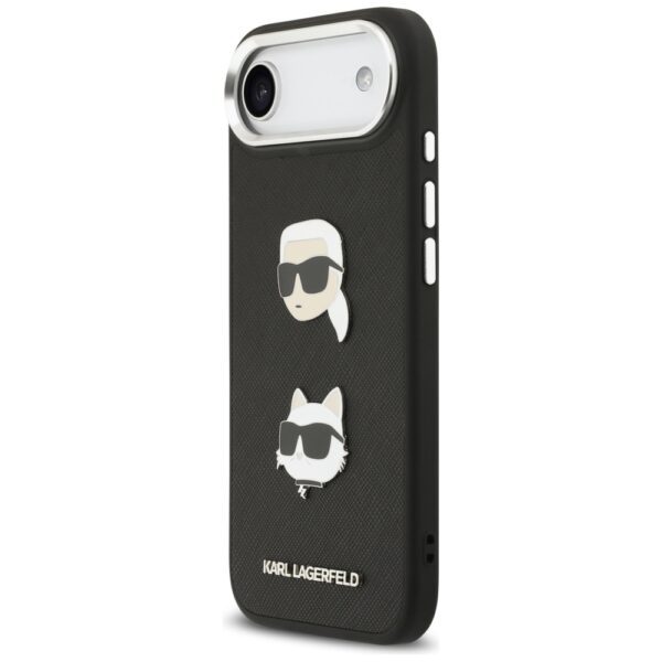479348_oryg Karl Lagerfeld FW Grained Karl & Choupette Heads Pins & Logo case for iPhone Air black
