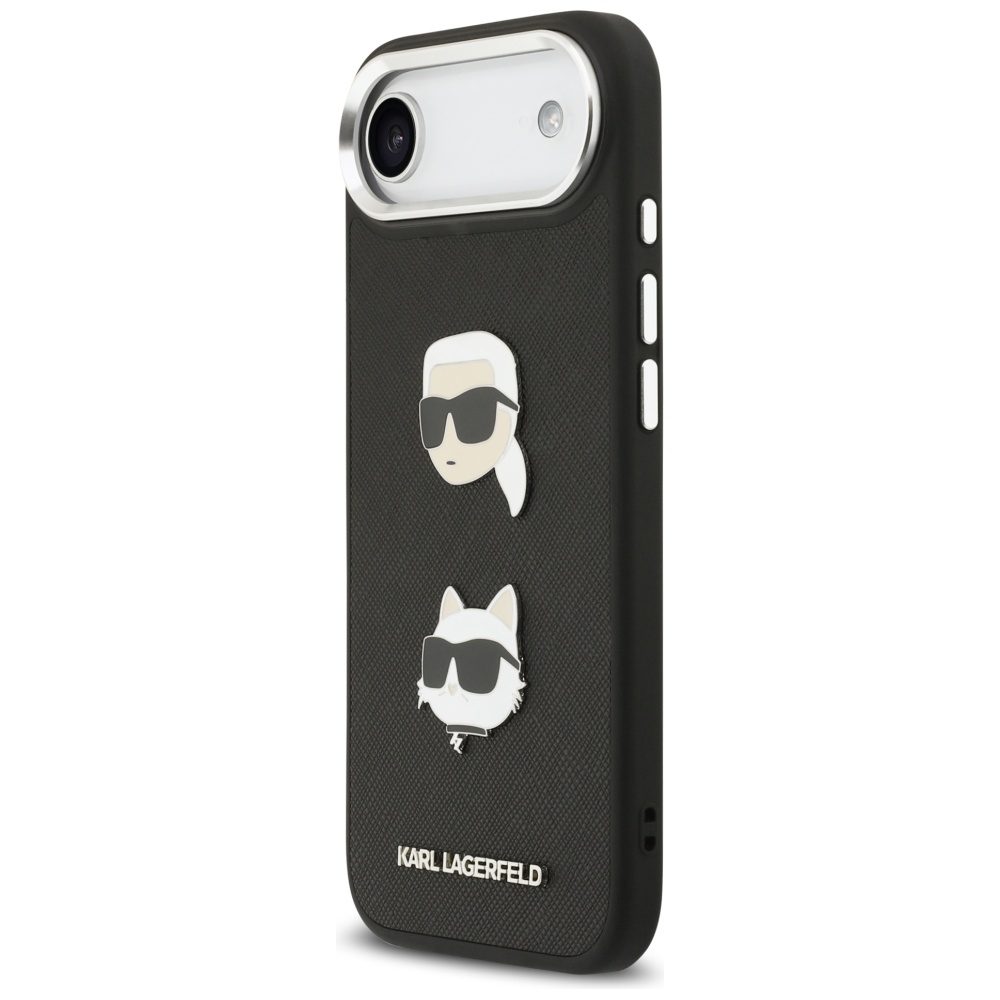 479348_oryg Karl Lagerfeld FW Grained Karl & Choupette Heads Pins & Logo case for iPhone Air black