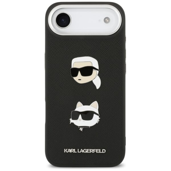 479349_oryg Karl Lagerfeld FW Grained Karl & Choupette Heads Pins & Logo case for iPhone Air black
