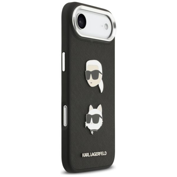479350_oryg Karl Lagerfeld FW Grained Karl & Choupette Heads Pins & Logo case for iPhone Air black