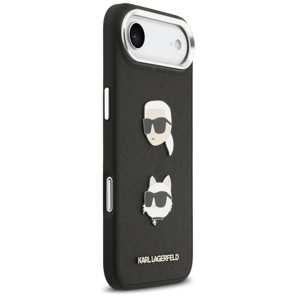 479350_oryg Karl Lagerfeld FW Grained Karl & Choupette Heads Pins & Logo case for iPhone Air black