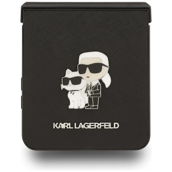 Karl Lagerfeld Saffiano Karl&Choupette Pin case for Samsung Galaxy Z Flip7 black