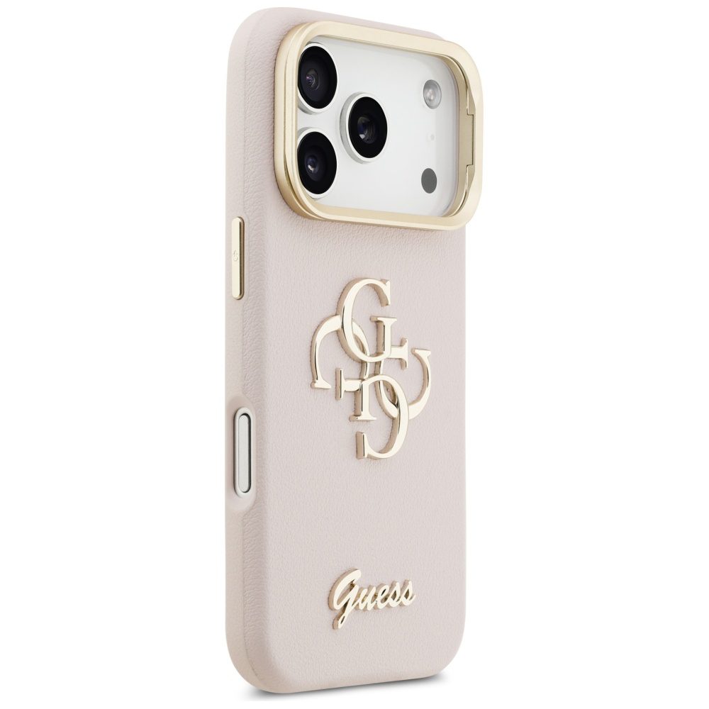 Guess Grained Big 4G & Stand Camera case for iPhone 17 Pro pink