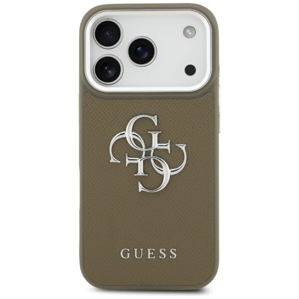 479399_oryg Guess Grained Big 4G Classic Logo case for iPhone 17 Pro brown
