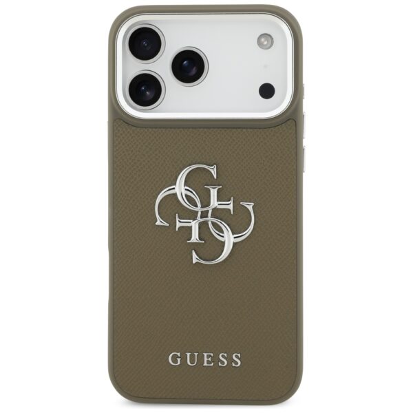 Guess Grained Big 4G Classic Logo case for iPhone 17 Pro Max brown