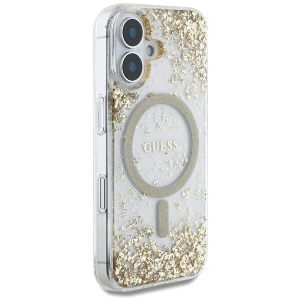 479416_oryg Guess HC Resin Bottom Glitter case for iPhone 16 MagSafe gold