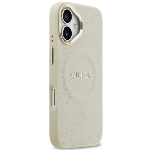 Guess Peony Hot Stamp MagSafe case for iPhone 17 beige