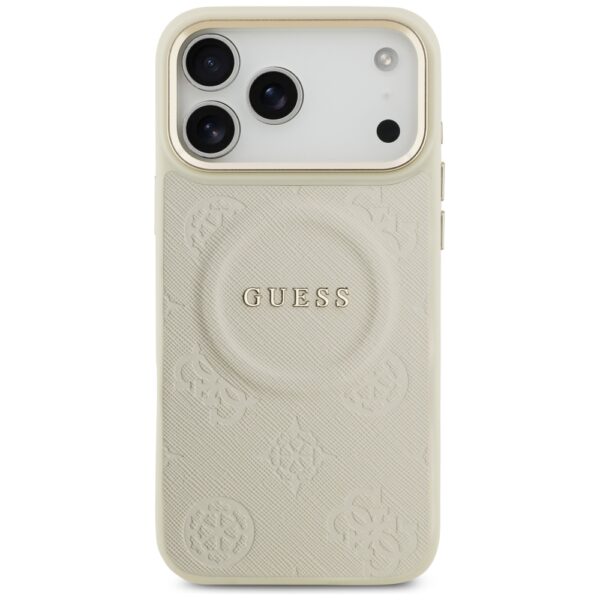 Guess Peony Hot Stamp MagSafe case for iPhone 17 Pro Max beige