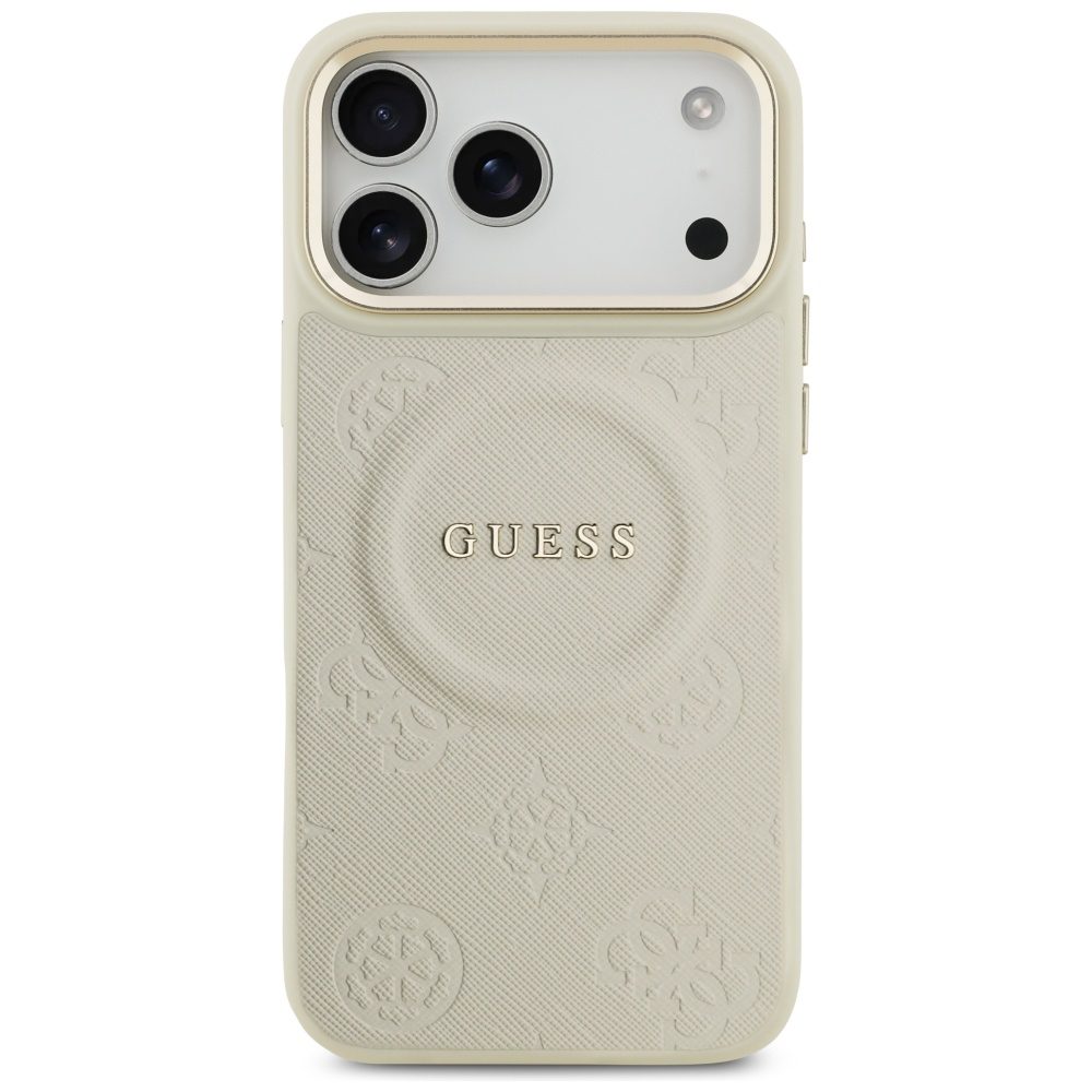 Guess Peony Hot Stamp MagSafe case for iPhone 17 Pro Max beige