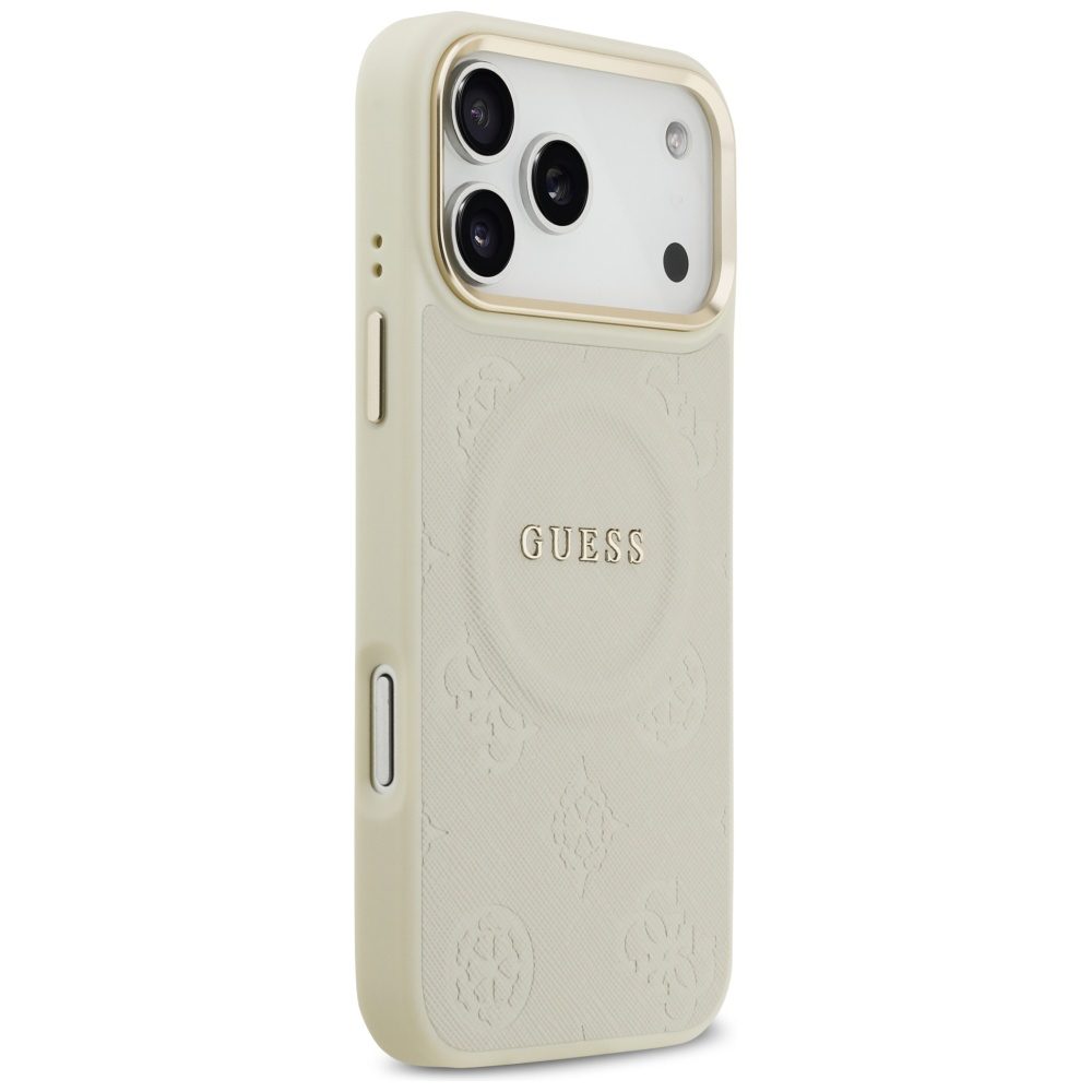 Guess Peony Hot Stamp MagSafe case for iPhone 17 Pro Max beige