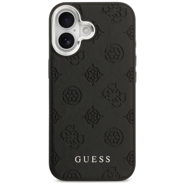 Guess Peony Hot Stamp Script MagSafe case for iPhone 17 black
