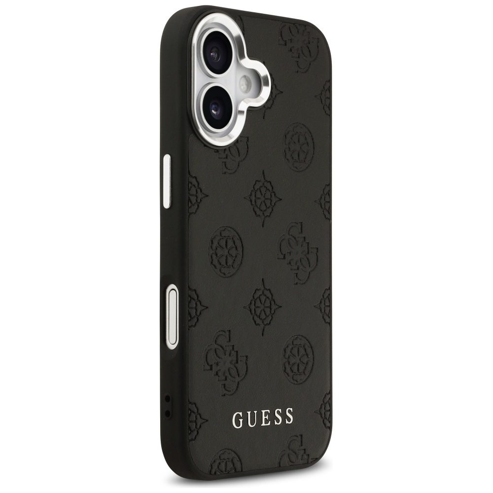 Guess Peony Hot Stamp Script MagSafe case for iPhone 17 black