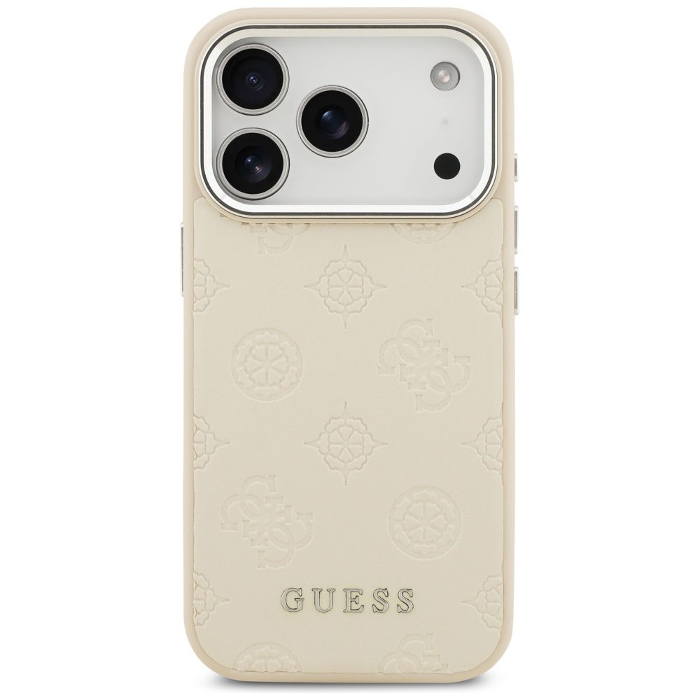 Guess Peony Hot Stamp Script MagSafe case for iPhone 17 Pro beige