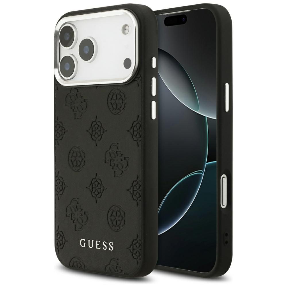 Guess Peony Hot Stamp Script MagSafe case for iPhone 17 Pro Max black