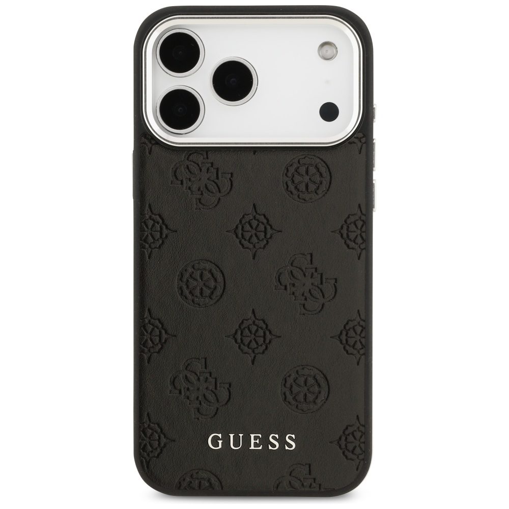 Guess Peony Hot Stamp Script MagSafe case for iPhone 17 Pro Max black