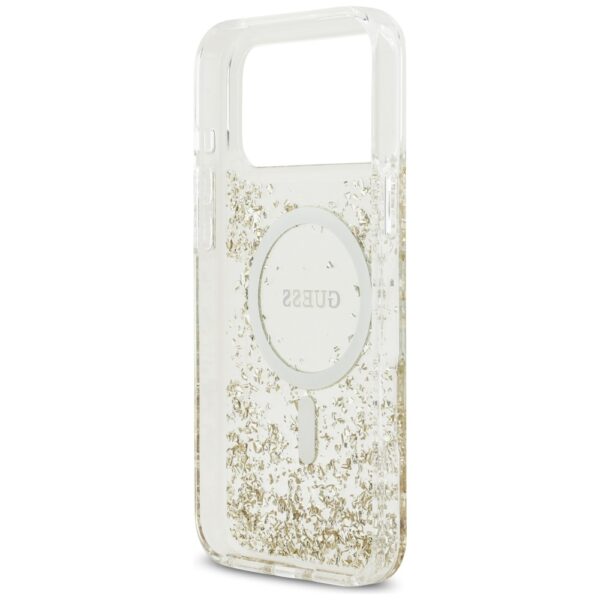 Guess Resin Bottom Glitter MagSafe case for iPhone 17 Pro Max złoty