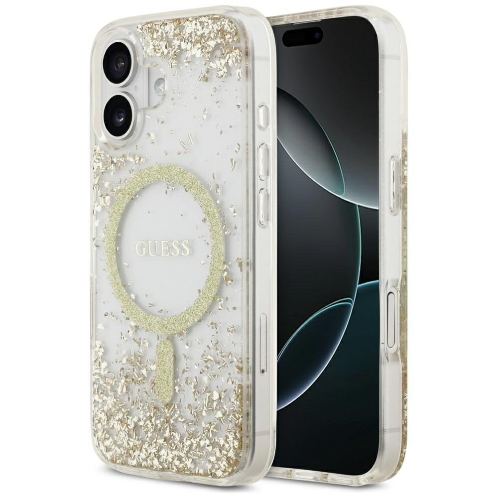 480598_oryg Guess case for iPhone 17 GUESS HC MAGSAFE RESIN BOTTOM GLITTER gold