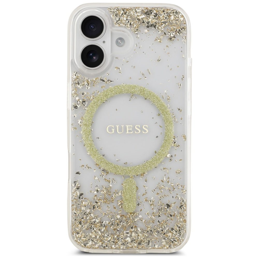 480600_oryg Guess case for iPhone 17 GUESS HC MAGSAFE RESIN BOTTOM GLITTER gold