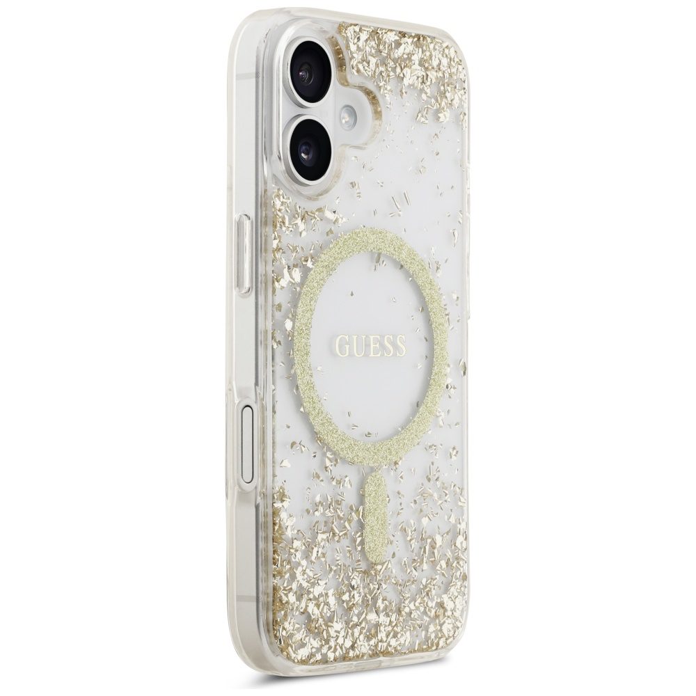 480601_oryg Guess case for iPhone 17 GUESS HC MAGSAFE RESIN BOTTOM GLITTER gold
