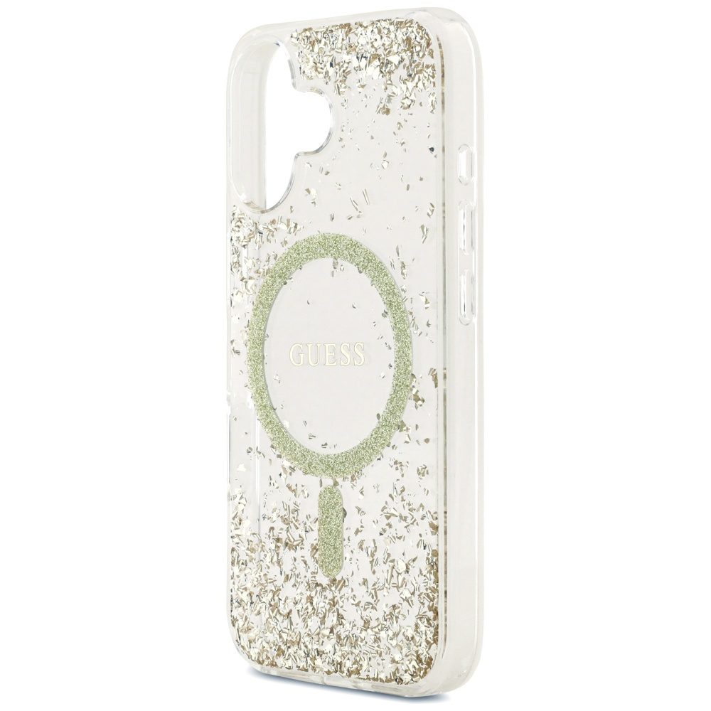 480603_oryg Guess case for iPhone 17 GUESS HC MAGSAFE RESIN BOTTOM GLITTER gold